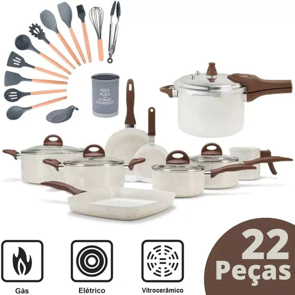 [🔥BLACK FRIDAY] Jogo Completo 9 Panelas Ceramic + 13 Utensílios de BRINDE [FRETE GRÁTIS]