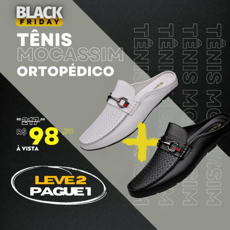 [COMPRE 1 LEVE 2] Mocassim Confort Ortopédico - Couro Genuíno